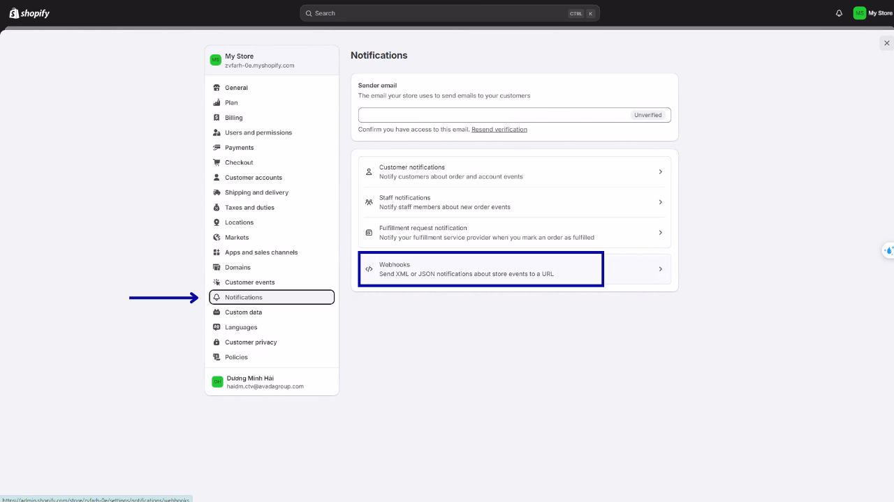 Click the Create Webhook button